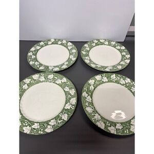 Cooks Club England Green Ivy Luncheon Plates Set of 4 Scalloped Edge 10 Inch